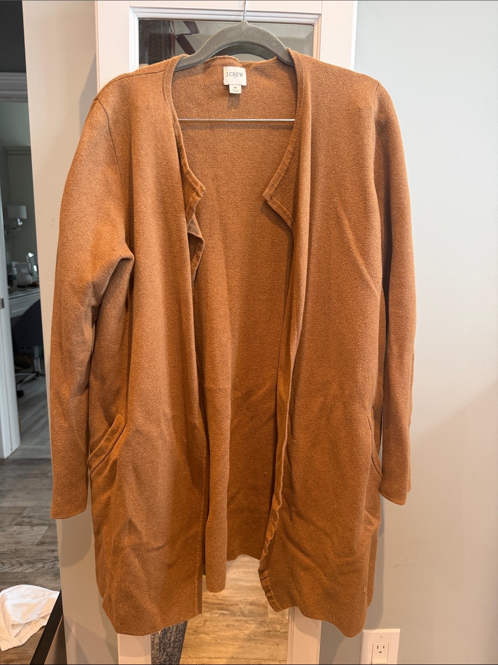 J. Crew Open-Front Cardigan Coat in Camel Brown
